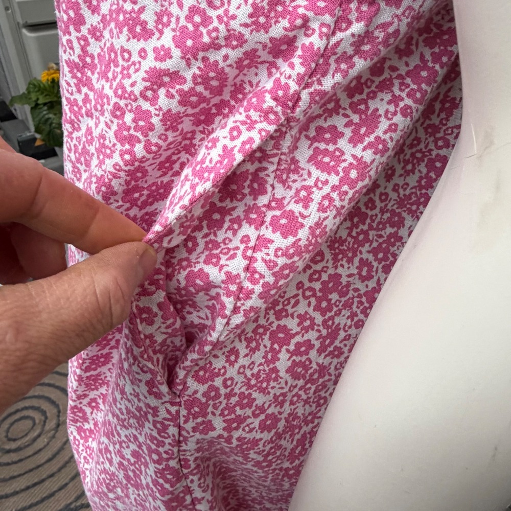 Old Navy Floral Mini Dress Pink White Ditsy Summer Barbiecore Coquette Cottage M - Picture 13 of 13